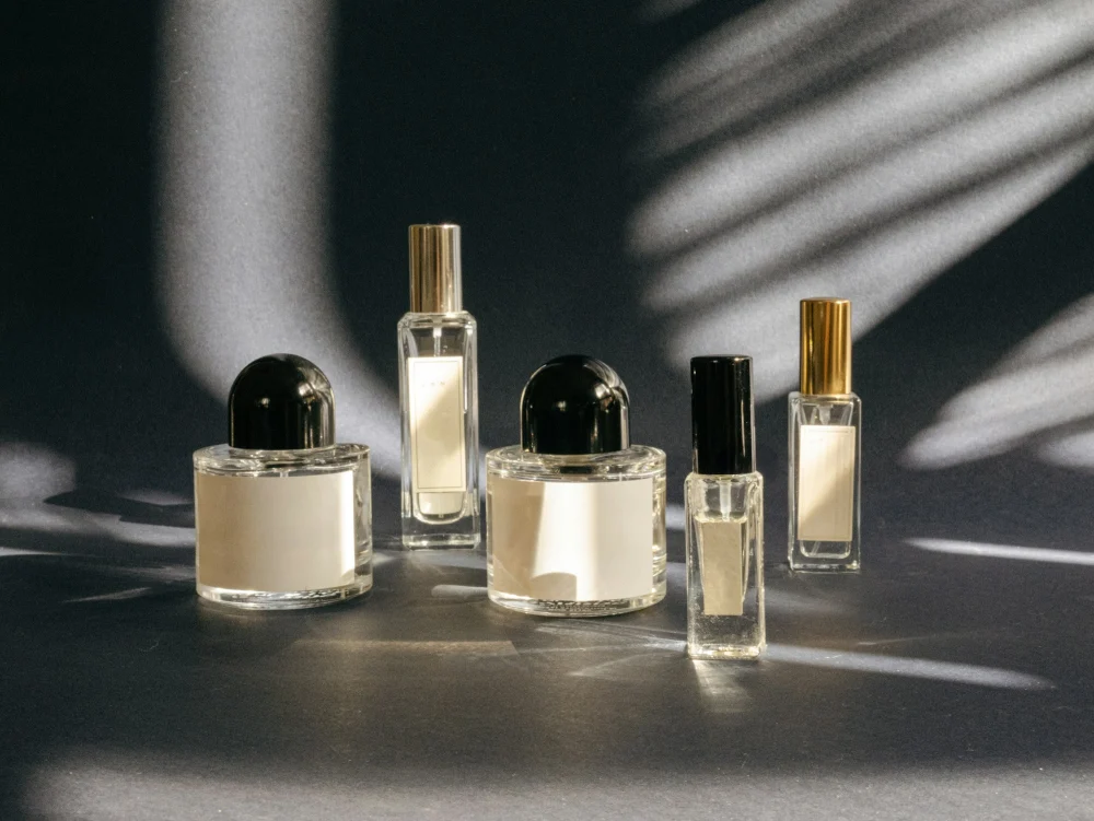 Collection of fine fragrance bottles