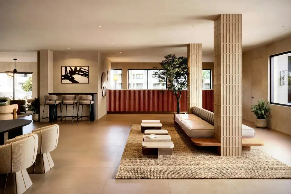 Hotel lounge with reception desk
