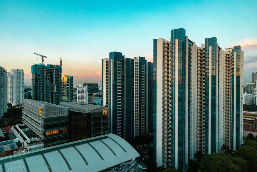 Commercial buildings among trees in Singapore