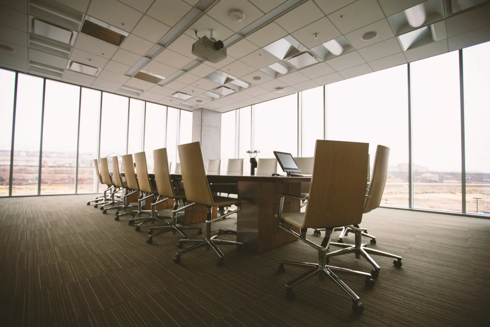 Boardroom with an oval conference table