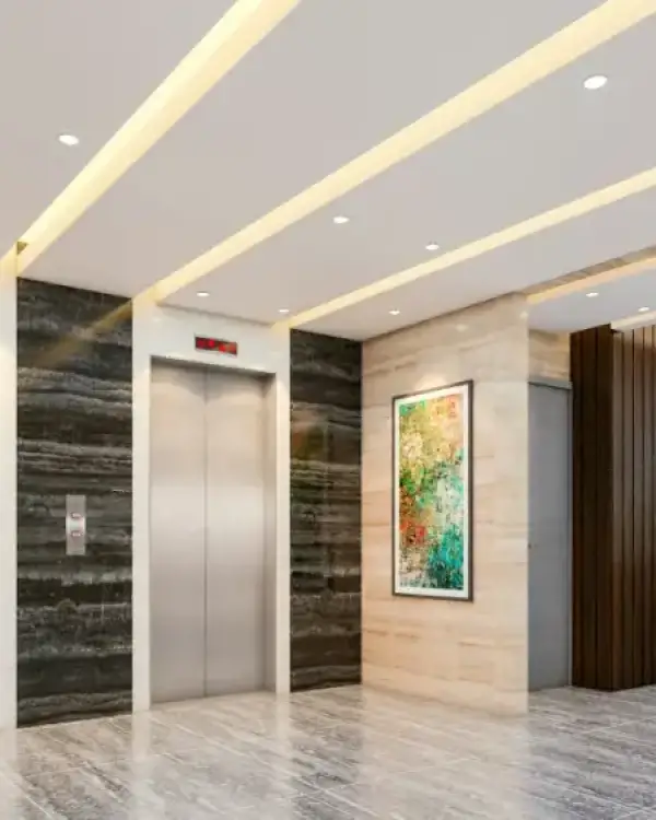 Lobby ceiling where scent diffusion is installed